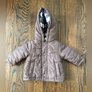 *NWOT* Carter’s 3-6M Brown Quilted Puffer Jacket Snap Buttons w/Pockets & Hood